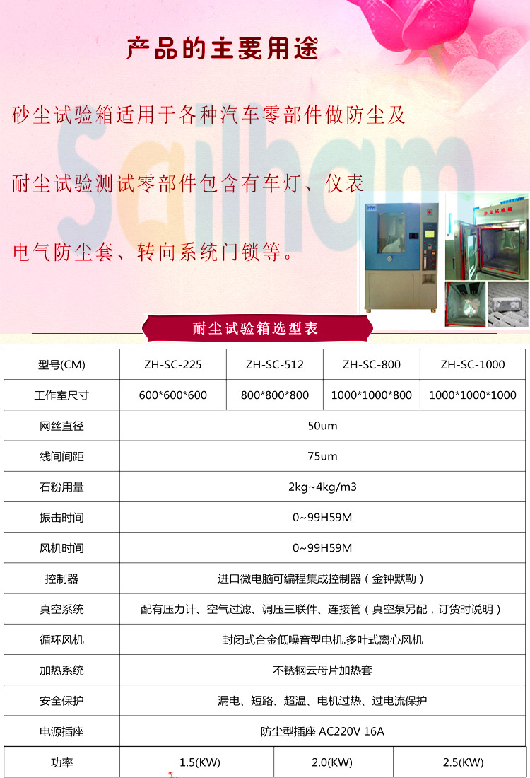 耐塵試驗箱主要用途