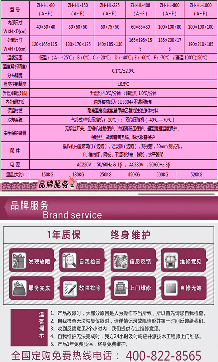 高低溫循環(huán)試驗箱詳細參數(shù)表